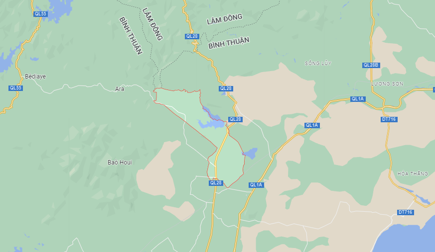 Bản đồ vị trí xã Hàm Trí Huyện Hàm Thuận Bắc