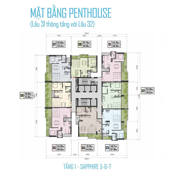 mat bang tang dien hinh Penthouse the prive